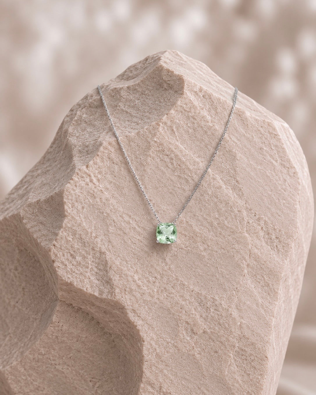 Trinity Solo · Green Amethyst Cushion