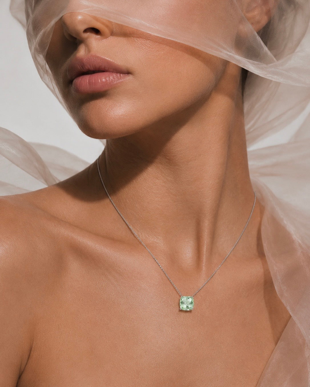 Trinity Solo · Green Amethyst Cushion