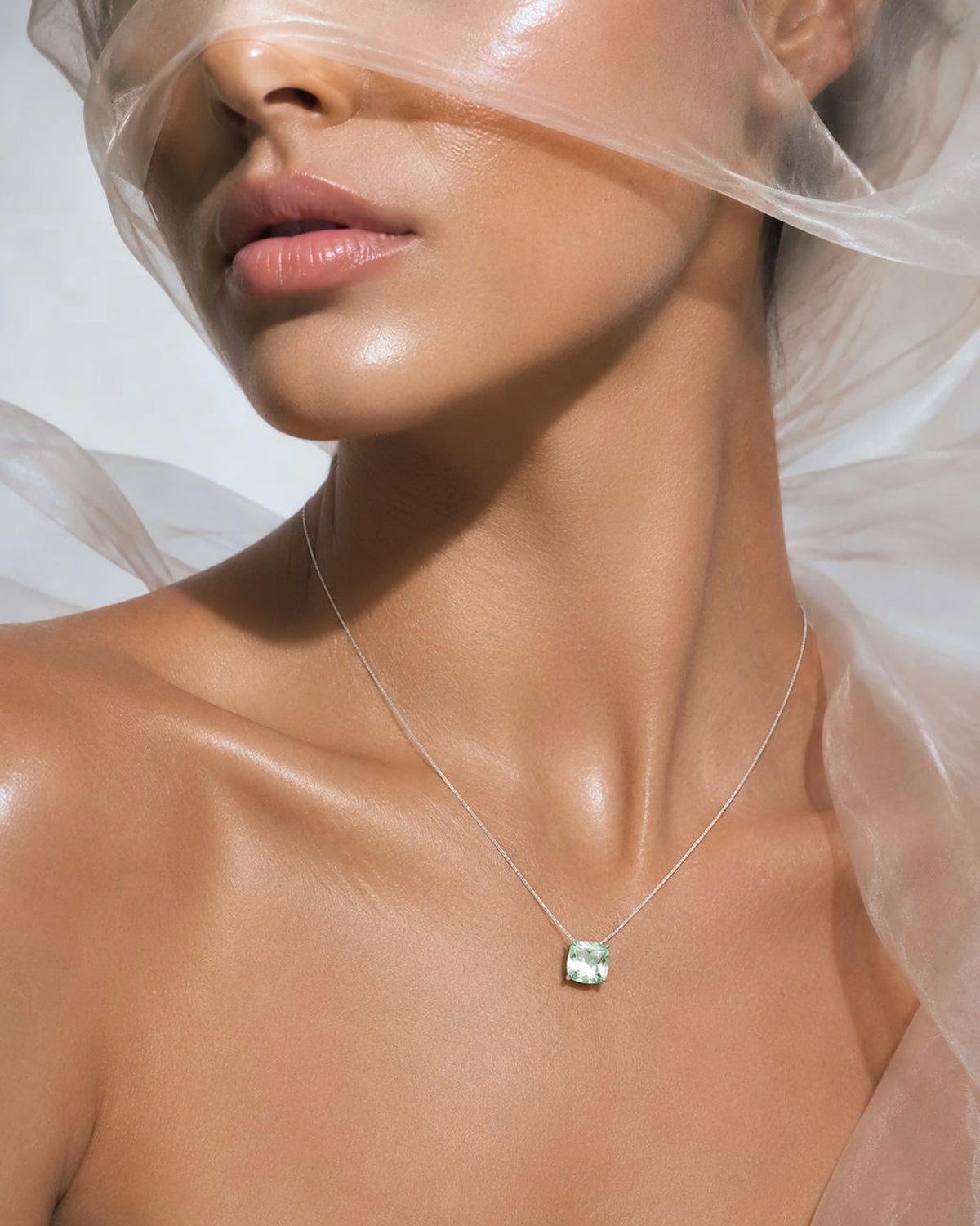 Trinity Solo · Green Amethyst Cushion